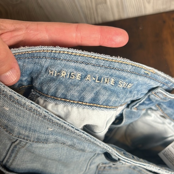 American Eagle Skirt Womens 0 Hi-Rise A Line Denim Jean Button Front Coastal Min - Picture 7 of 7